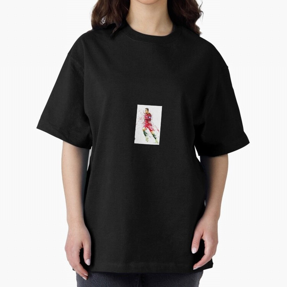 Ronaldo sticker Oversized T-Shirt Celebrate Fan Culture around FIFA World Cup 2026 for Fans of Messi and Argentina, Bringing Championship Spirit, Famous Goals, Roaring Crowds and International Football Unity; Perfect for Fans, Collectors, Family