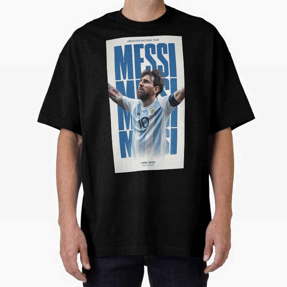 Messi Champion Graphic Oversized T-Shirt Bring International Match Energy to the FIFA World Cup 2026 Group Stage Journey through Neymar Highlights, Spain and Netherlands Pride, Worldwide Fan Energy, Dramatic Goals, Stadium Lights and Championship