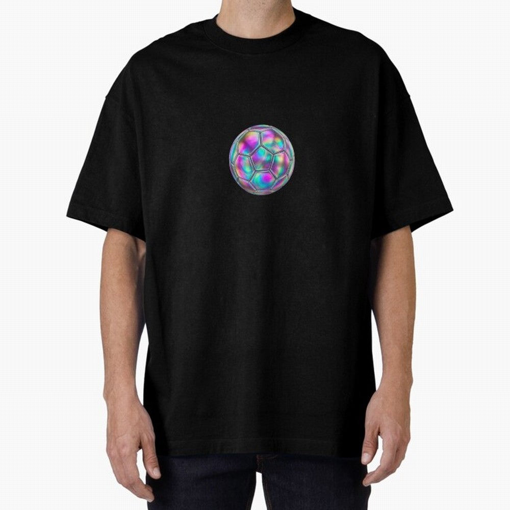 Soccer ball holographic sticker Oversized T-Shirt Mark FIFA World Cup 2026 Group Stage for Fans of Mbappe and Argentina, France and Brazil, Bringing Champion Mindset, Group Stage Buzz, Knockout Tension and Passionate Fan Culture; Made for