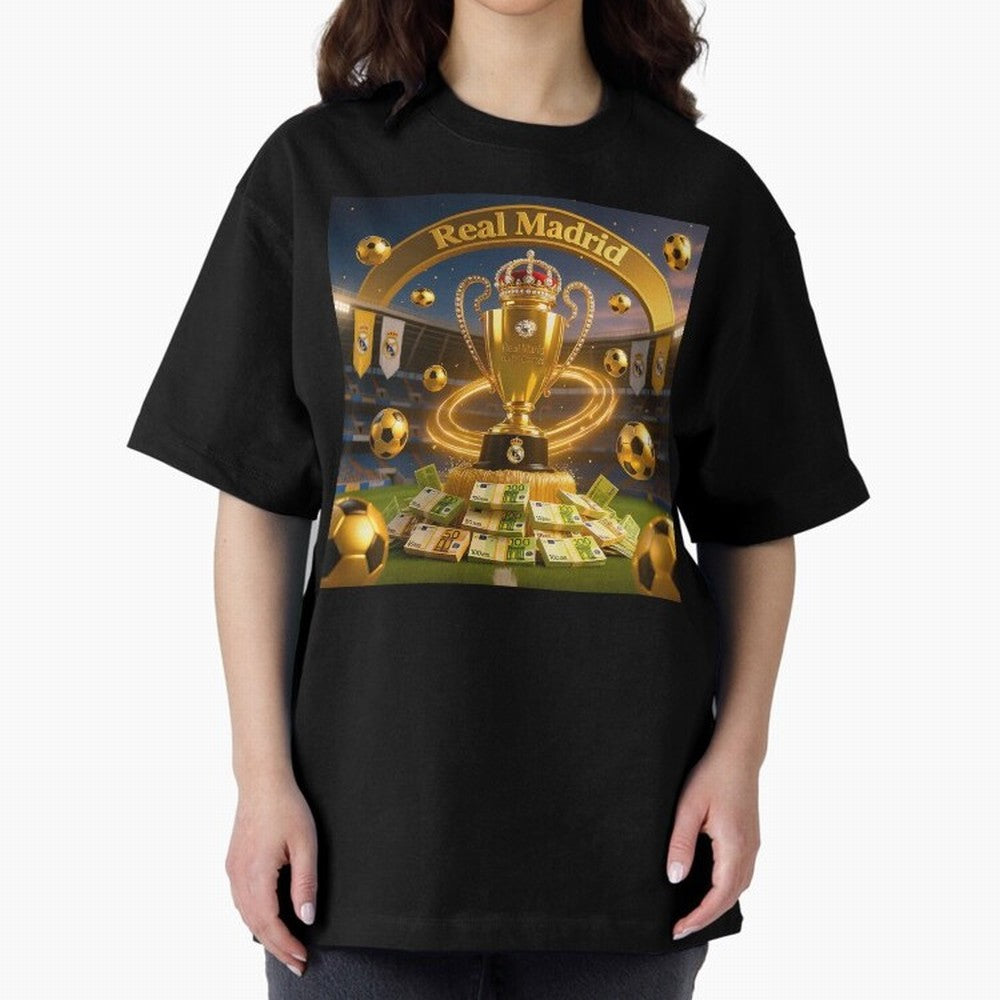 The Wealth of Real Madrid Oversized T-Shirt Join the Countdown to Match Day Hype around FIFA World Cup 2026 USA Canada Mexico, Messi, Neymar and Mbappe, France and Portugal, Worldwide Fan Energy, Dramatic Goals, Stadium Lights and Championship