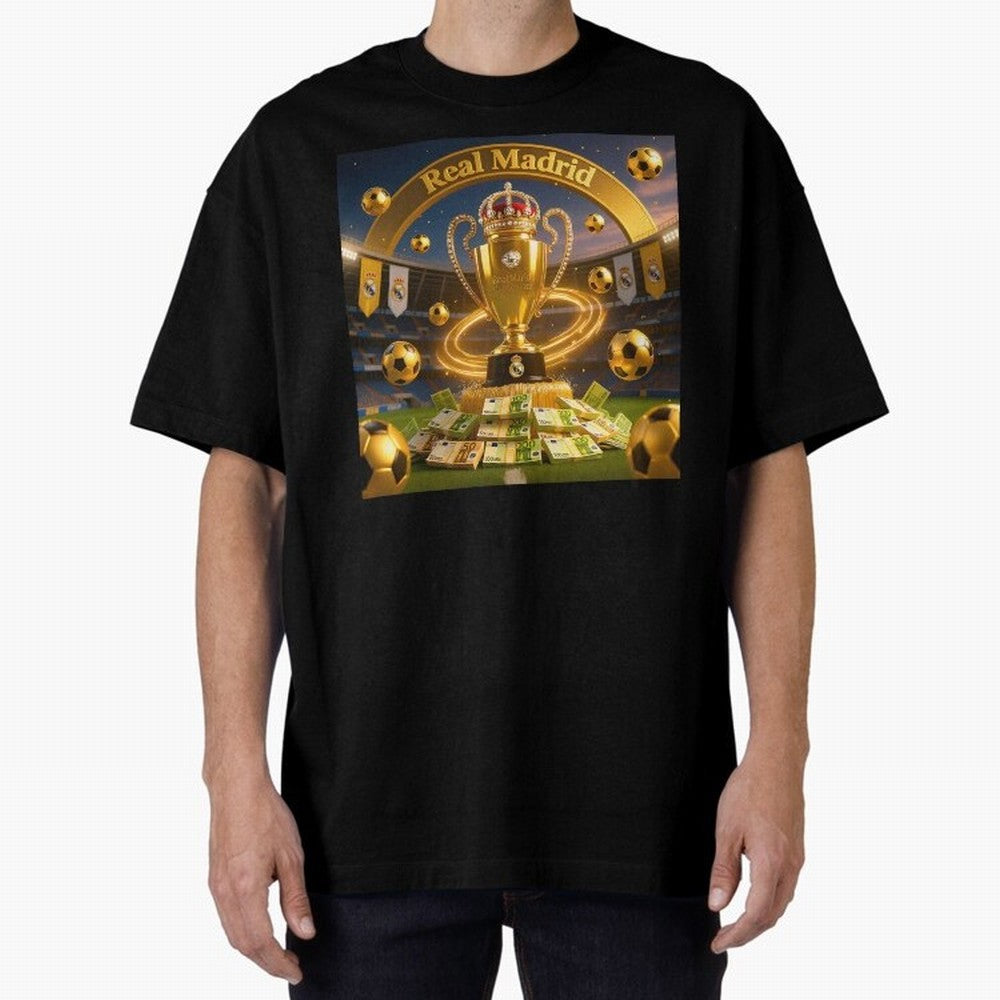 The Wealth of Real Madrid Oversized T-Shirt Join the Countdown to Match Day Hype around FIFA World Cup 2026 USA Canada Mexico, Messi, Neymar and Mbappe, France and Portugal, Worldwide Fan Energy, Dramatic Goals, Stadium Lights and Championship