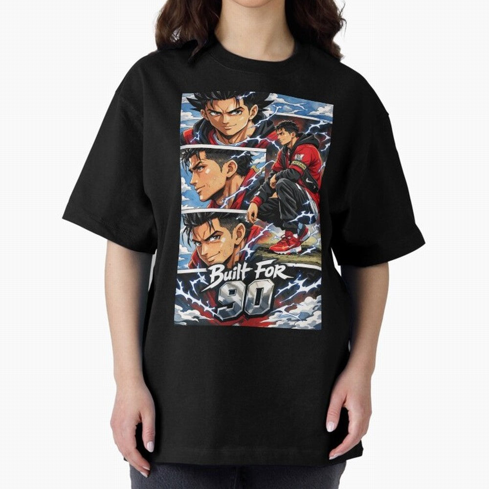 Built for 90 ¨C Anime Streetwear Football Art Oversized T-Shirt Celebrate Classic Football Spirit in FIFA World Cup 2026 for Fans of CR7 and Messi and England and Germany, Bringing Football History, Final Match Energy, Crowd Noise and Once in a