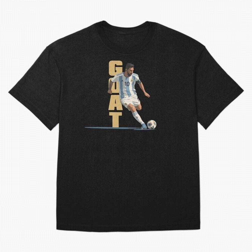 Messi in action GOAT Minimalist Graphic Oversized T-Shirt Relive Legendary Nights from FIFA World Cup 2026 USA Canada Mexico for Fans of Neymar and Argentina, France and Brazil, Bringing Sports Nostalgia, International Competition, Famous Players