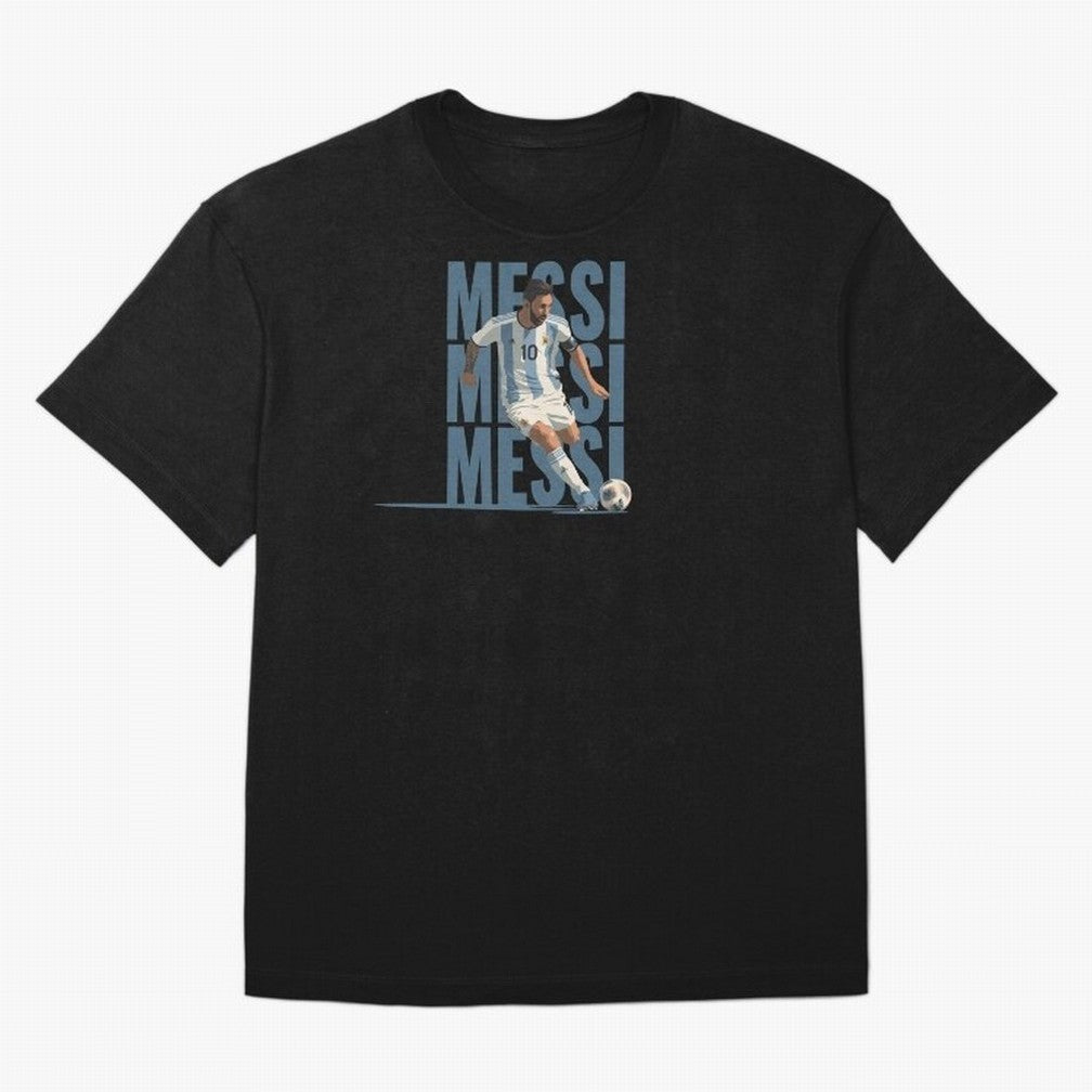 Messi in action Minimalist Graphic Oversized T-Shirt Celebrate National Team Dreams in FIFA World Cup 2026 USA Canada Mexico Spirit, Featuring England, Messi, Championship Spirit, Famous Goals, Roaring Crowds and International Football Unity;