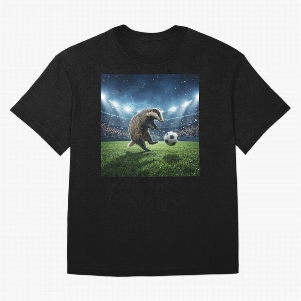 Dynamic Badger Plays Soccer Like Ronaldo Oversized T-Shirt Step into Global Football Passion for FIFA World Cup 2026 USA Canada Mexico, Filled with Neymar, Haaland and Cristiano Ronaldo, Netherlands, Match Day Excitement, Supporter Culture, Golden