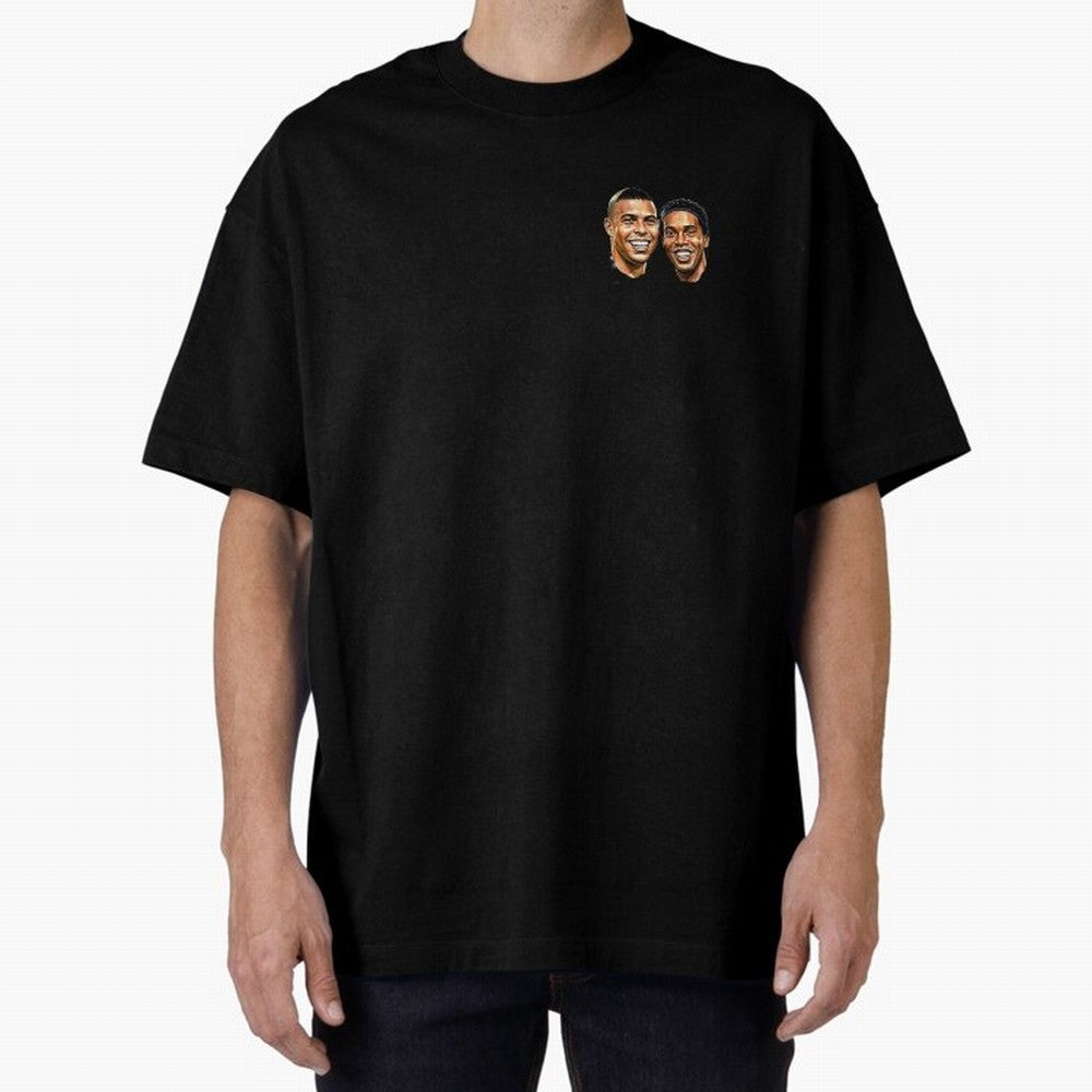 Ronaldo & Ronaldinho: The Legends of Brazil Joga Bonito Oversized T-Shirt Carry the Colors and Pride of Global Football Passion for FIFA World Cup 2026, Celebrating Messi, Brazil, Portugal and Argentina, Vintage Soccer Flavor, Modern Football