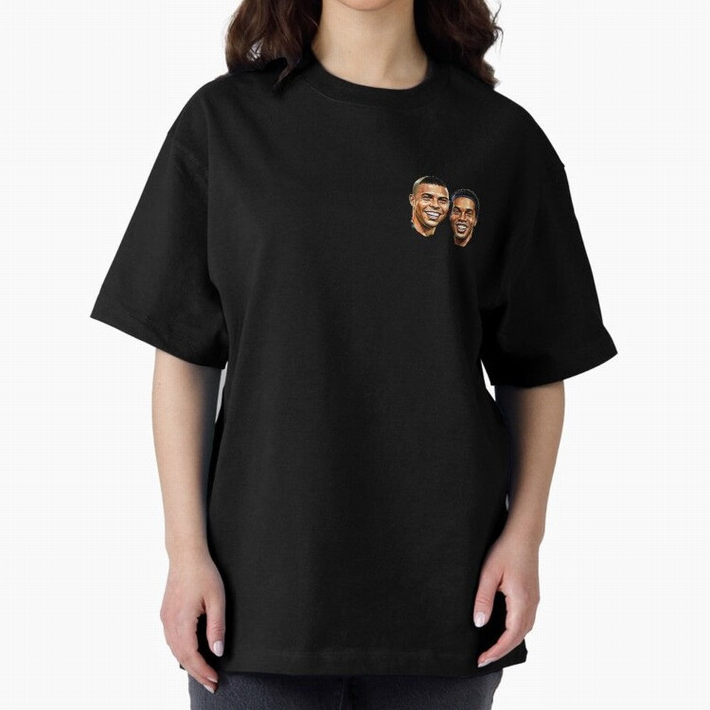 Ronaldo & Ronaldinho: The Legends of Brazil Joga Bonito Oversized T-Shirt Carry the Colors and Pride of Global Football Passion for FIFA World Cup 2026, Celebrating Messi, Brazil, Portugal and Argentina, Vintage Soccer Flavor, Modern Football