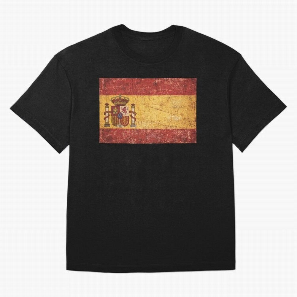 Vintage Distressed Spanish Flag Oversized T-Shirt Celebrate the Stars of FIFA World Cup 2026 USA Canada Mexico for Fans of Neymar and Argentina, France and Brazil, Bringing Stadium Chants, National Pride, Trophy Dreams and Unforgettable Football