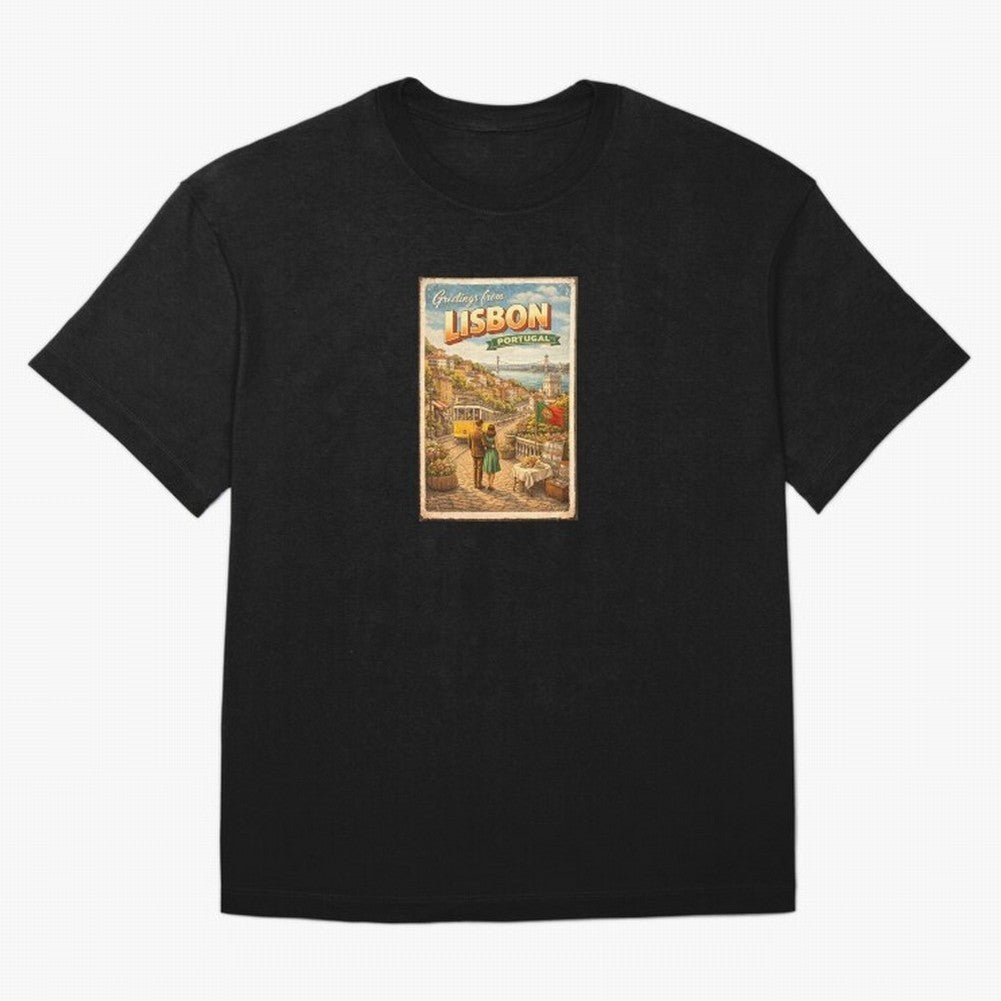lisbon Oversized T-Shirt Capture Stadium Memories from Global Football Passion for FIFA World Cup 2026 Group Stage, Capturing Haaland and Mbappe, Brazil, Portugal and Argentina, Vintage Soccer Flavor, Modern Football Stars, National Flags and Final