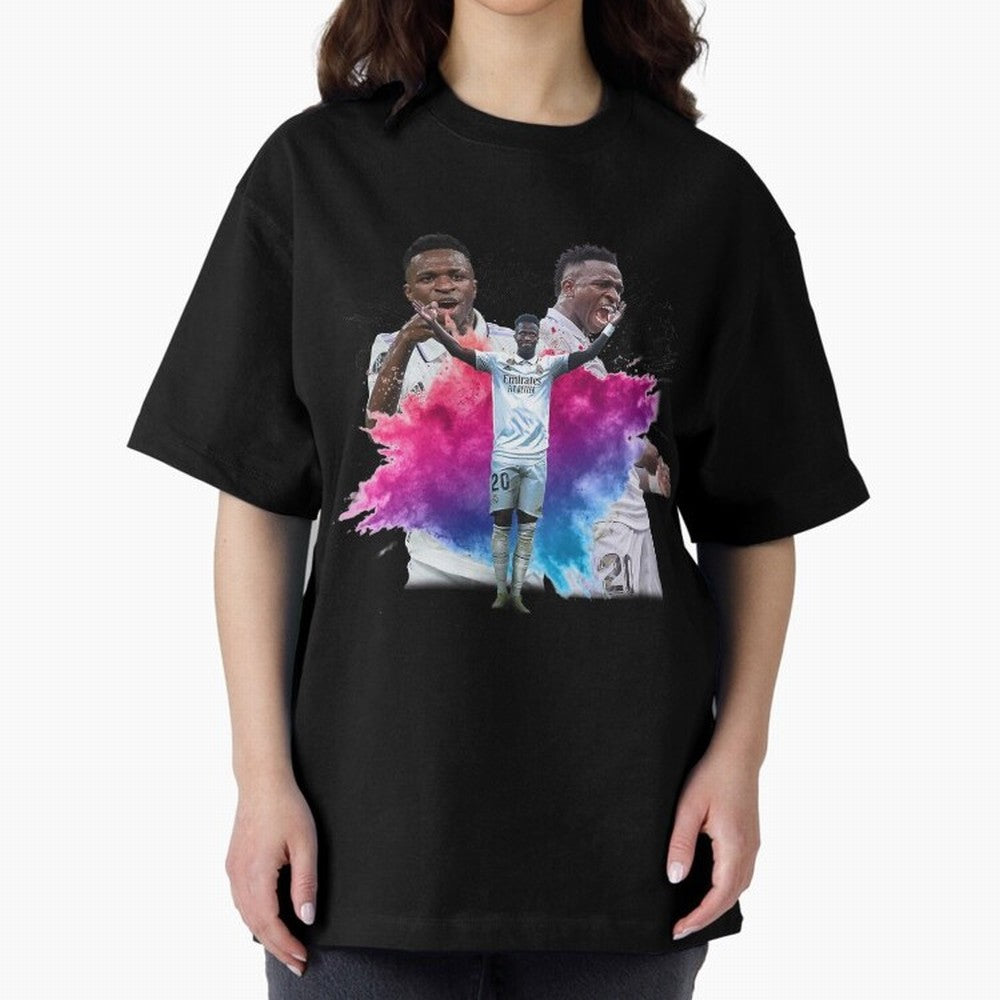 Fanart Vinicius Junior Merch Oversized T-Shirt Carry the Dream of FIFA World Cup 2026 for Fans of Messi and France and Portugal, Bringing Retro Football Energy, Iconic Rivalries, Trophy Chase Drama and Stadium Atmosphere; Great for Supporters Who