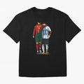 Messi Ronaldo Chit Chat Illustration Oversized T-Shirt Show Up for the Glory of FIFA World Cup 2026 Spirit, Connected to France, CR7 and Messi, Supporter Pride, Iconic Celebrations, Legendary Names and Global Match Day Energy; Great for Supporters