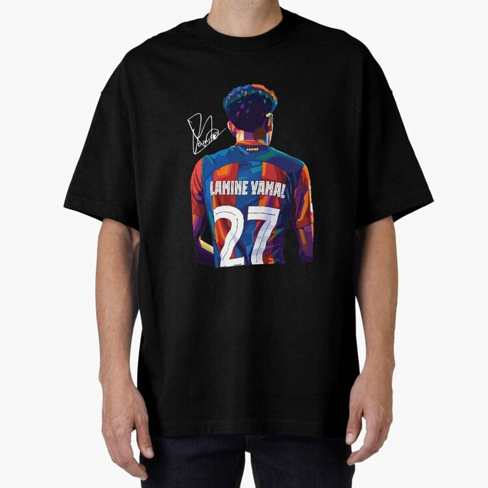 Lamine Yamal Football Player Oversized T-Shirt Stand Out with Spirit from FIFA World Cup 2026 Group Stage for Fans of CR7 and Messi and Portugal, Spain and Germany, Bringing Retro Football Energy, Iconic Rivalries, Trophy Chase Drama and Stadium