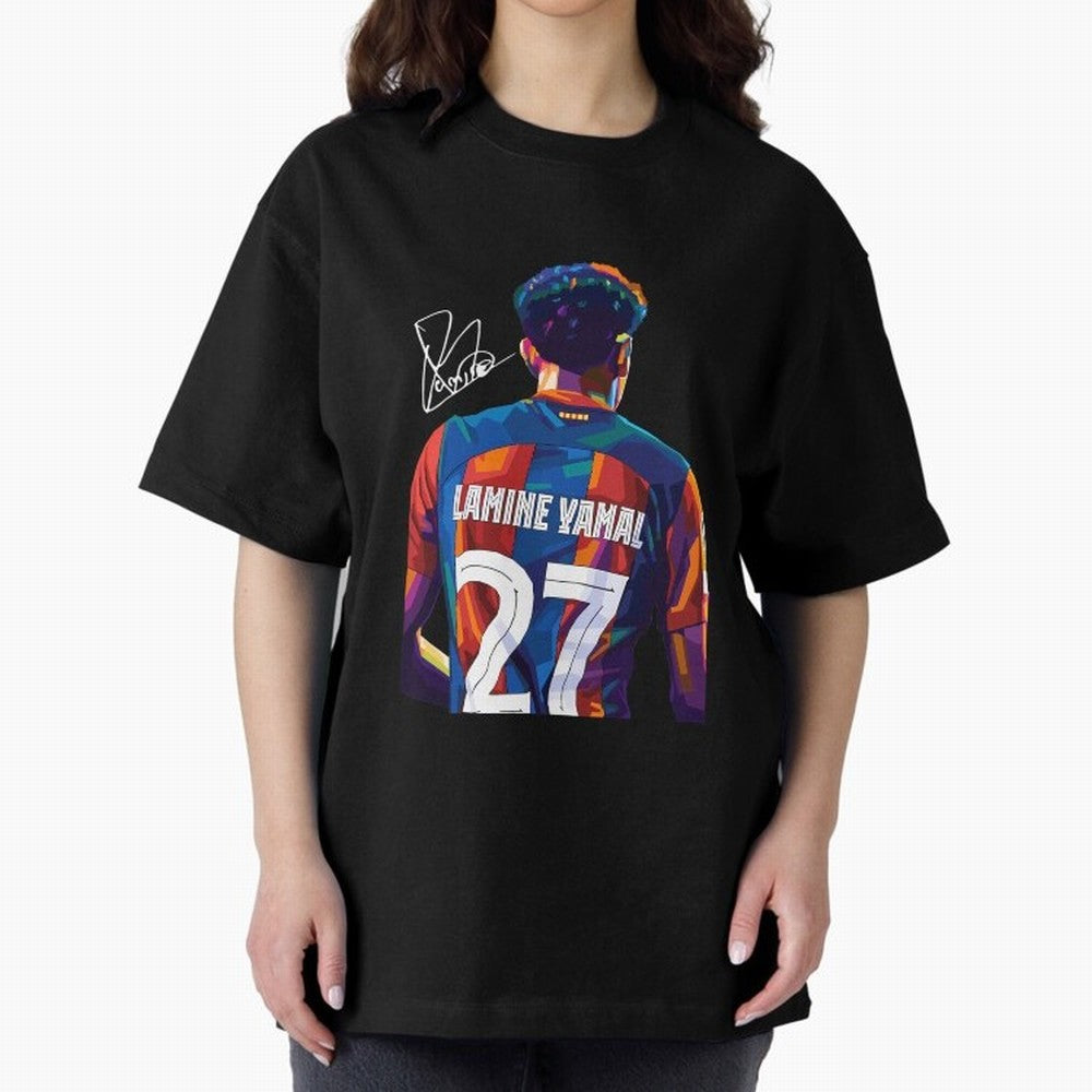 Lamine Yamal Football Player Oversized T-Shirt Stand Out with Spirit from FIFA World Cup 2026 Group Stage for Fans of CR7 and Messi and Portugal, Spain and Germany, Bringing Retro Football Energy, Iconic Rivalries, Trophy Chase Drama and Stadium