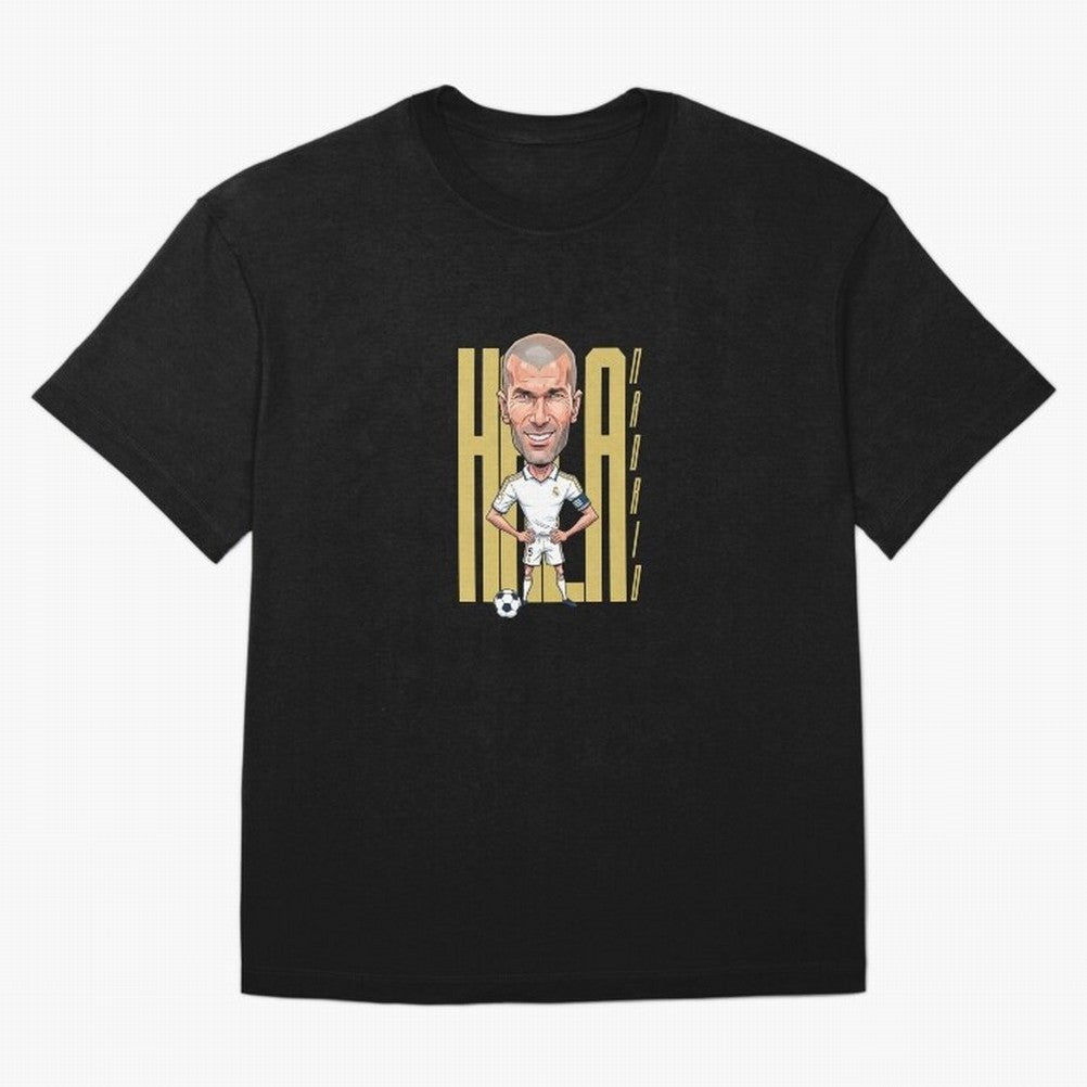 Caricature of Zin¨¦dine Zidane Hala Madrid Oversized T-Shirt Cheer through Every Moment of the FIFA World Cup 2026 Group Stage Journey through Neymar Highlights, France and Portugal Pride, Vintage Soccer Flavor, Modern Football Stars, National