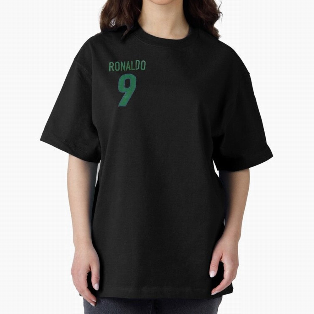 Ronaldo 9 Brazil Back of the shirt Oversized T-Shirt Capture Global Football Passion for FIFA World Cup 2026, Made for Mbappe and Neymar, Spain, Tournament Hype, Historic Matchups, Family Viewing Parties and Global Sports Pride; Great for