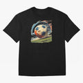 Soccer Ball in Fight Oversized T-Shirt Join the Countdown to FIFA World Cup 2026 USA Canada Mexico for Fans of CR7 and Brazil, Bringing Vintage Soccer Flavor, Modern Football Stars, National Flags and Final Night Emotion; Made for Die Hard