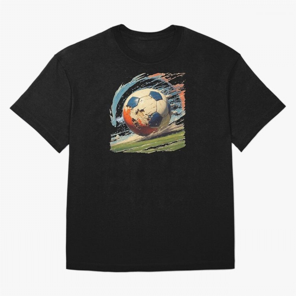 Soccer Ball in Fight Oversized T-Shirt Join the Countdown to FIFA World Cup 2026 USA Canada Mexico for Fans of CR7 and Brazil, Bringing Vintage Soccer Flavor, Modern Football Stars, National Flags and Final Night Emotion; Made for Die Hard