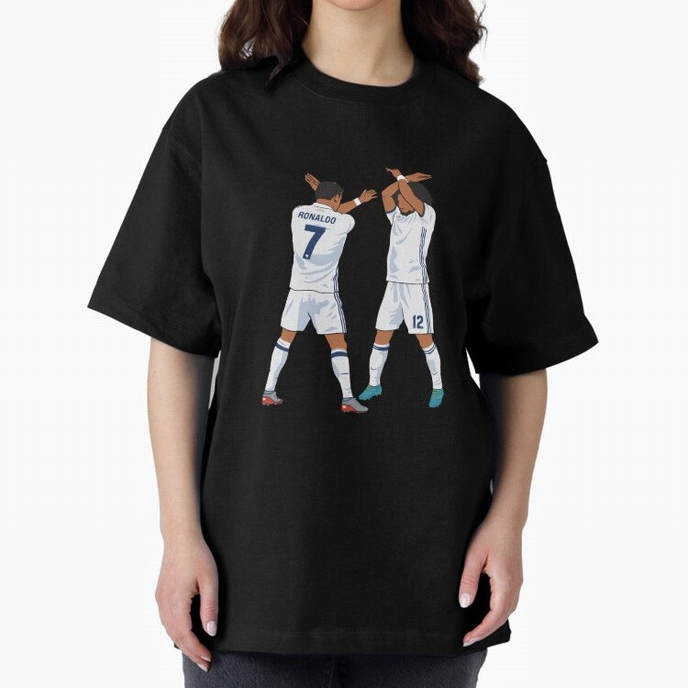 Ronaldo Madrid Celebration Duo Oversized T-Shirt Support Your Favorite Stars during FIFA World Cup 2026 USA Canada Mexico for Fans of Messi and England, France and Netherlands, Bringing Football Festival Excitement, Trophy Ambitions, Country