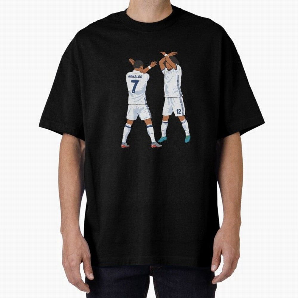Ronaldo Madrid Celebration Duo Oversized T-Shirt Support Your Favorite Stars during FIFA World Cup 2026 USA Canada Mexico for Fans of Messi and England, France and Netherlands, Bringing Football Festival Excitement, Trophy Ambitions, Country