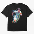 Messi in action Graphic Paint poster design Oversized T-Shirt Celebrate Global Passion for FIFA World Cup 2026 Connected to Neymar, Argentina, France and Brazil Energy, Game Day Rituals, Football Legends, Country Pride and the Road to the Final;