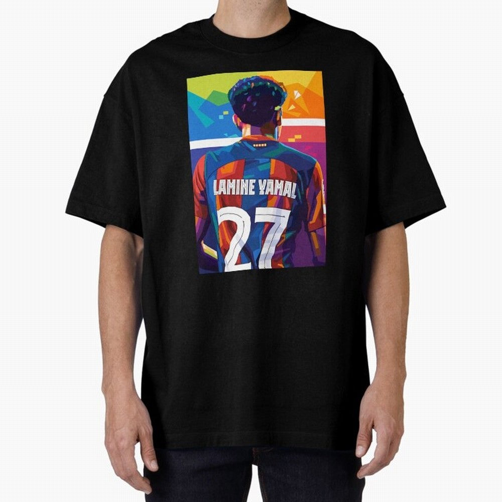 Lamine Yamal Wpap Pop Art Oversized T-Shirt Celebrate Soccer Greatness during Global Football Passion for FIFA World Cup 2026 Group Stage, Made for Messi, Neymar and Mbappe, Germany, Retro Football Energy, Iconic Rivalries, Trophy Chase Drama and