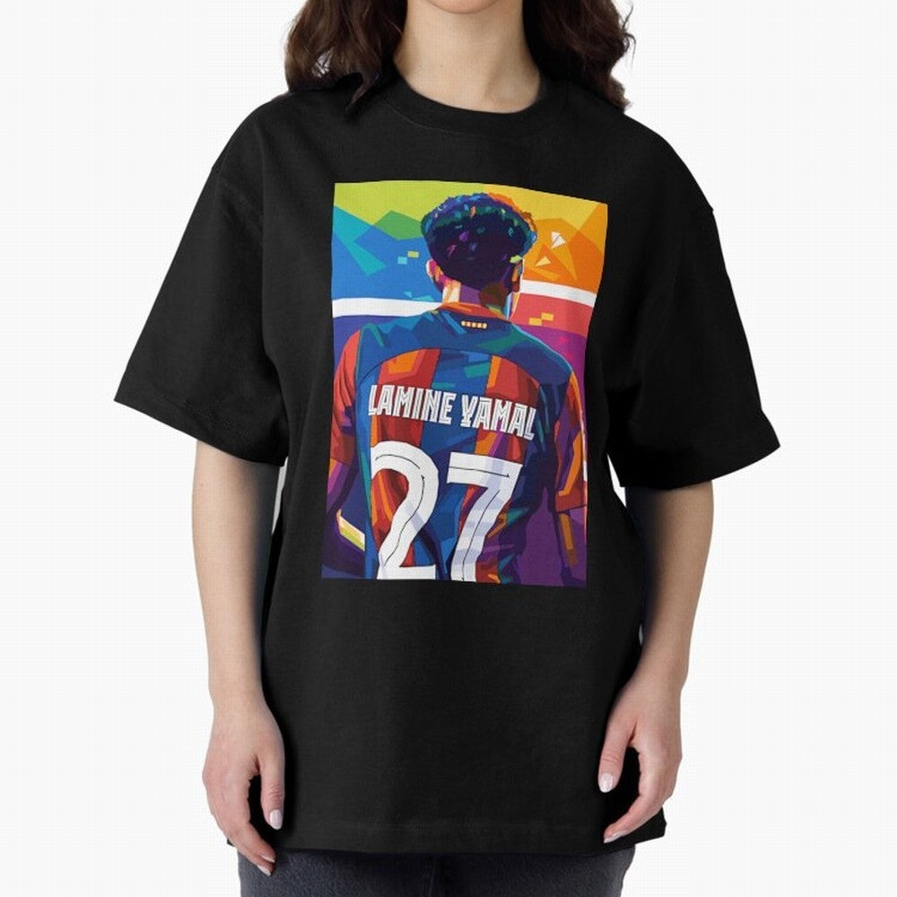 Lamine Yamal Wpap Pop Art Oversized T-Shirt Celebrate Soccer Greatness during Global Football Passion for FIFA World Cup 2026 Group Stage, Made for Messi, Neymar and Mbappe, Germany, Retro Football Energy, Iconic Rivalries, Trophy Chase Drama and