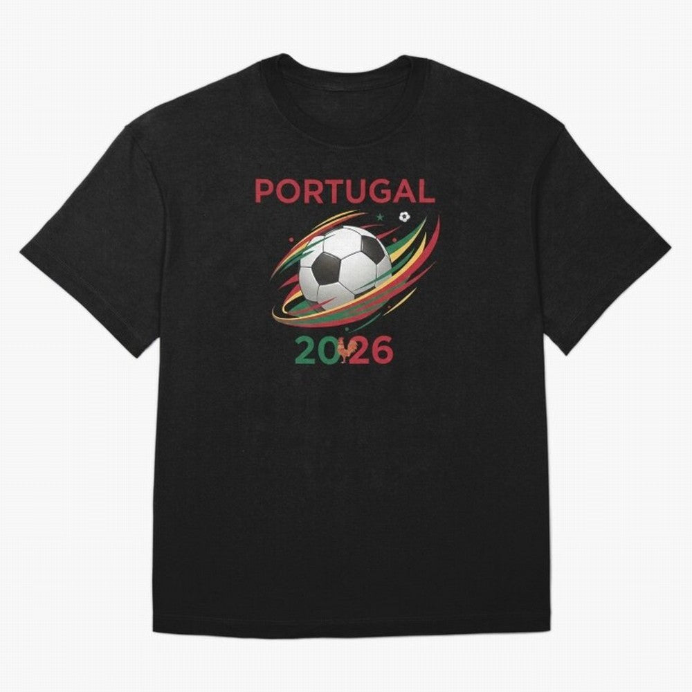 Camiseta Portugal 2026 - Bola de Futebol e Design Galo de Barcelos. Oversized T-Shirt Bring FIFA World Cup 2026 Centered on Messi, Neymar and Mbappe, Argentina, France and Brazil Energy, Global Supporter Spirit, Legendary Goals, National Colors and