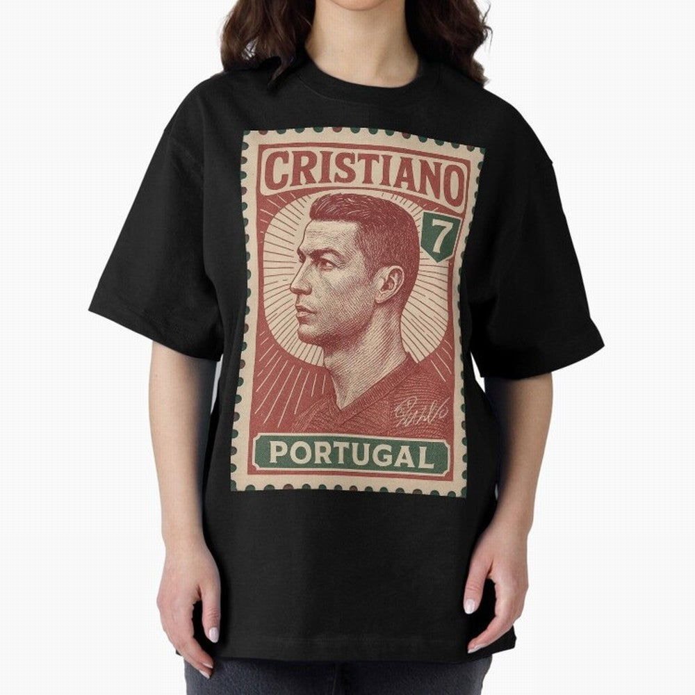 Vintage Portuguese Football Legend No.7 Poster, sticker ¨C Retro Soccer Icon Art for Fans of Manchester, Madrid & Juventus Oversized T-Shirt Follow the Final Road of FIFA World Cup 2026 for Fans of Mbappe and Argentina, France and Brazil, Bringing