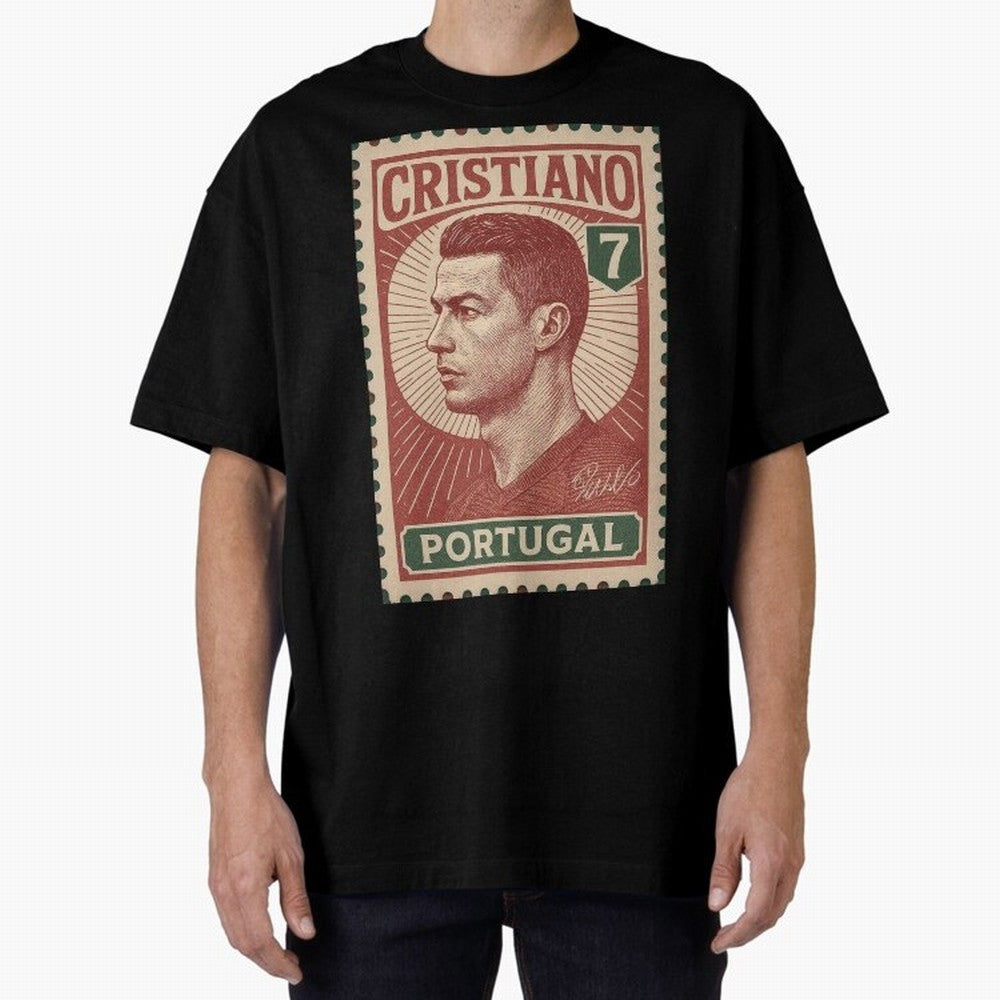 Vintage Portuguese Football Legend No.7 Poster, sticker ¨C Retro Soccer Icon Art for Fans of Manchester, Madrid & Juventus Oversized T-Shirt Follow the Final Road of FIFA World Cup 2026 for Fans of Mbappe and Argentina, France and Brazil, Bringing
