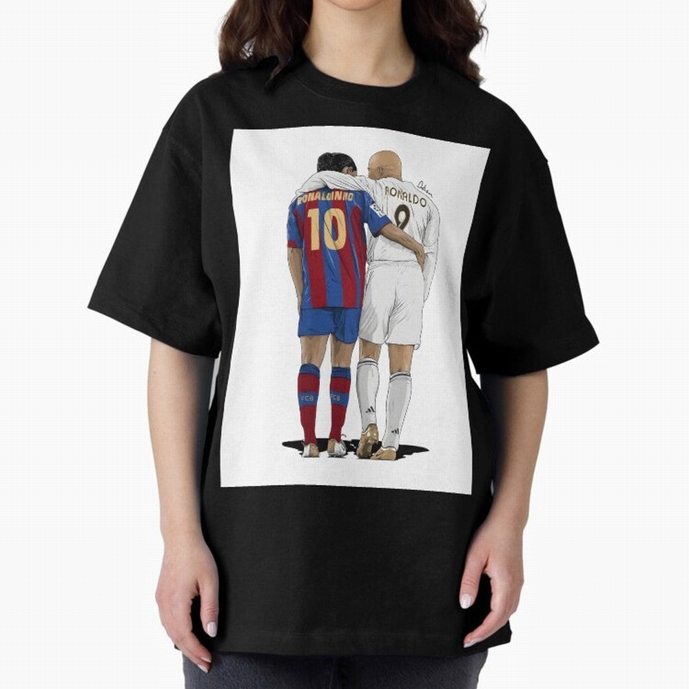 Ronaldinho & Ronaldo R9 Classic Football Legend - La Liga Derby Oversized T-Shirt Get Ready for FIFA World Cup 2026 Group Stage for Fans of Neymar, Haaland and Cristiano Ronaldo and Germany, Bringing Game Day Rituals, Football Legends, Country