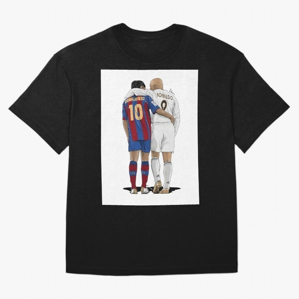 Ronaldinho & Ronaldo R9 Classic Football Legend - La Liga Derby Oversized T-Shirt Get Ready for FIFA World Cup 2026 Group Stage for Fans of Neymar, Haaland and Cristiano Ronaldo and Germany, Bringing Game Day Rituals, Football Legends, Country