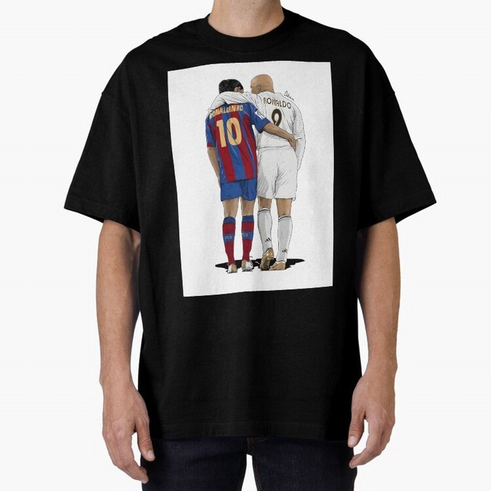 Ronaldinho & Ronaldo R9 Classic Football Legend - La Liga Derby Oversized T-Shirt Get Ready for FIFA World Cup 2026 Group Stage for Fans of Neymar, Haaland and Cristiano Ronaldo and Germany, Bringing Game Day Rituals, Football Legends, Country