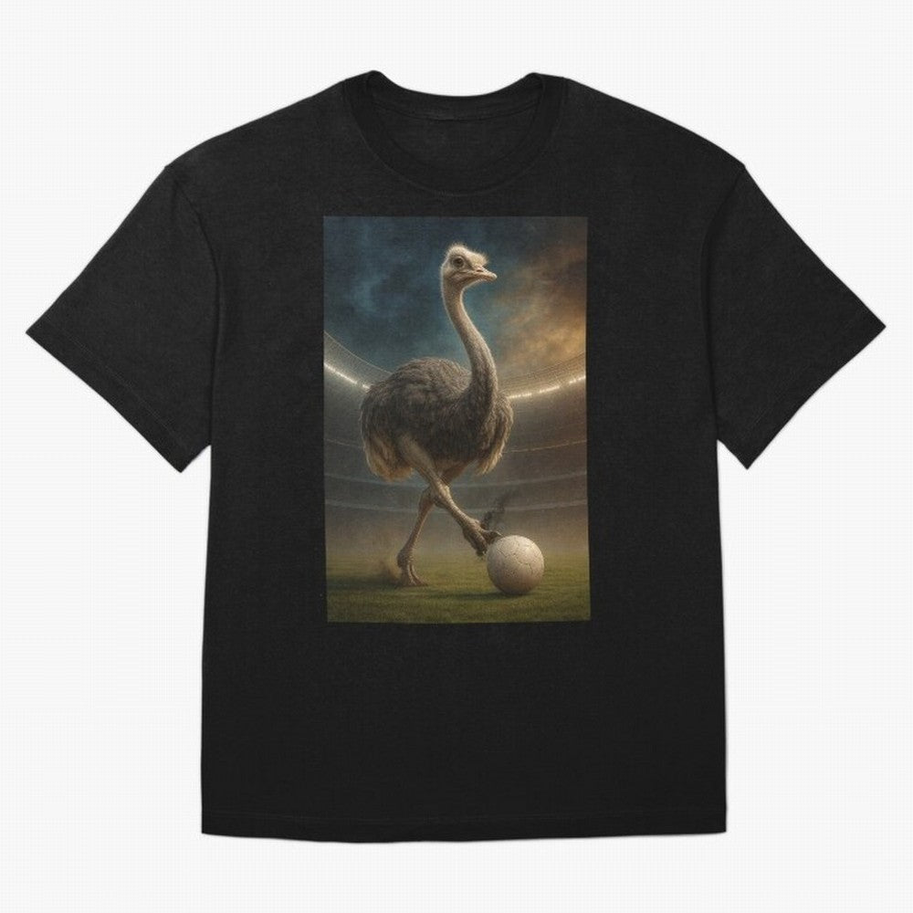 Ostrich Plays Soccer Oversized T-Shirt Feel International Energy from Match Day Hype around FIFA World Cup 2026 USA Canada Mexico, CR7, Portugal, Spain and Germany, Game Day Rituals, Football Legends, Country Pride and the Road to the Final; Made