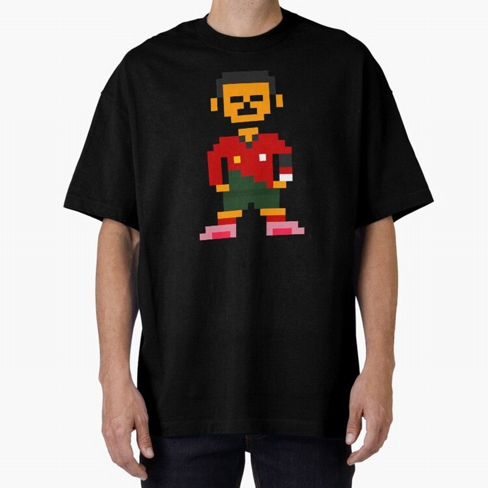 Pixel Pose Ronaldo Oversized T-Shirt Celebrate FIFA World Cup 2026 Spirit, Filled with Spain, Cristiano Ronaldo, Champion Mindset, Group Stage Buzz, Knockout Tension and Passionate Fan Culture; Ideal for Football Dads, Football Moms, Friends,