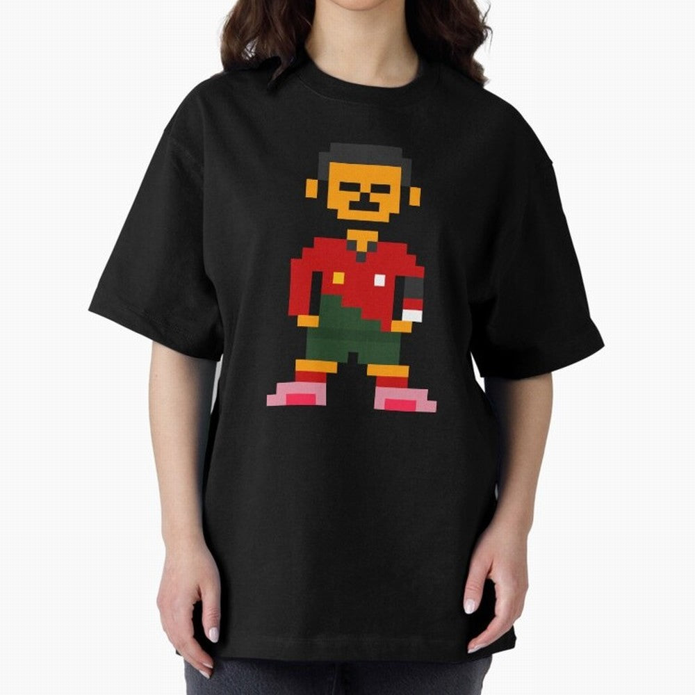 Pixel Pose Ronaldo Oversized T-Shirt Celebrate FIFA World Cup 2026 Spirit, Filled with Spain, Cristiano Ronaldo, Champion Mindset, Group Stage Buzz, Knockout Tension and Passionate Fan Culture; Ideal for Football Dads, Football Moms, Friends,