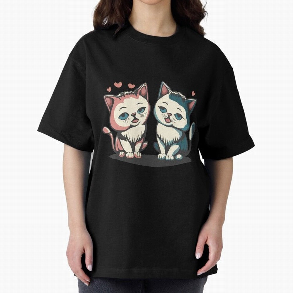 Two Funny Cats with Ronaldo Vibes ¨C Cute Football & Animal Art Oversized T-Shirt Join the Global Buzz around Match Day Hype around FIFA World Cup 2026 USA Canada Mexico, Mbappe, Brazil, Portugal and Argentina, Vintage Soccer Flavor, Modern