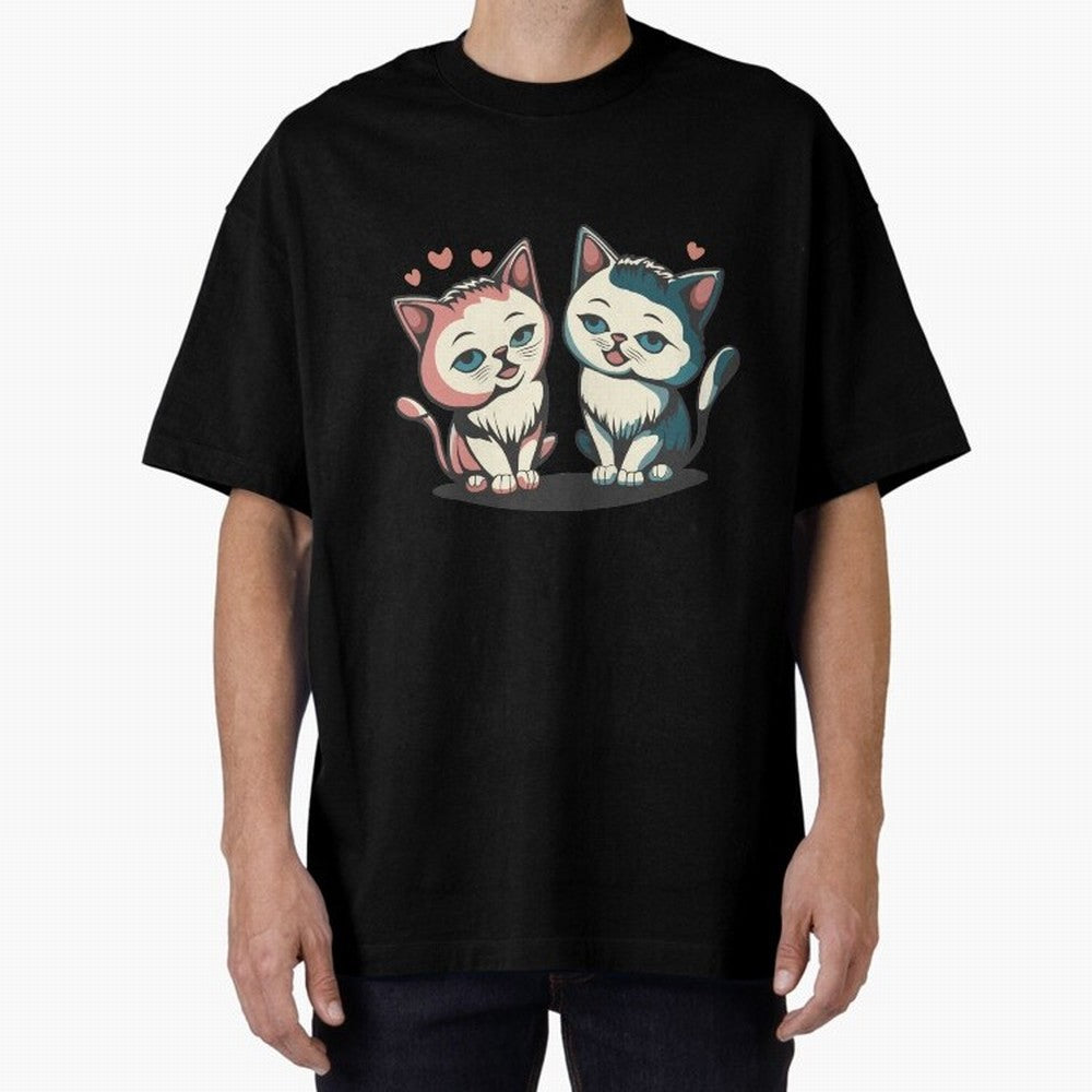 Two Funny Cats with Ronaldo Vibes ¨C Cute Football & Animal Art Oversized T-Shirt Join the Global Buzz around Match Day Hype around FIFA World Cup 2026 USA Canada Mexico, Mbappe, Brazil, Portugal and Argentina, Vintage Soccer Flavor, Modern