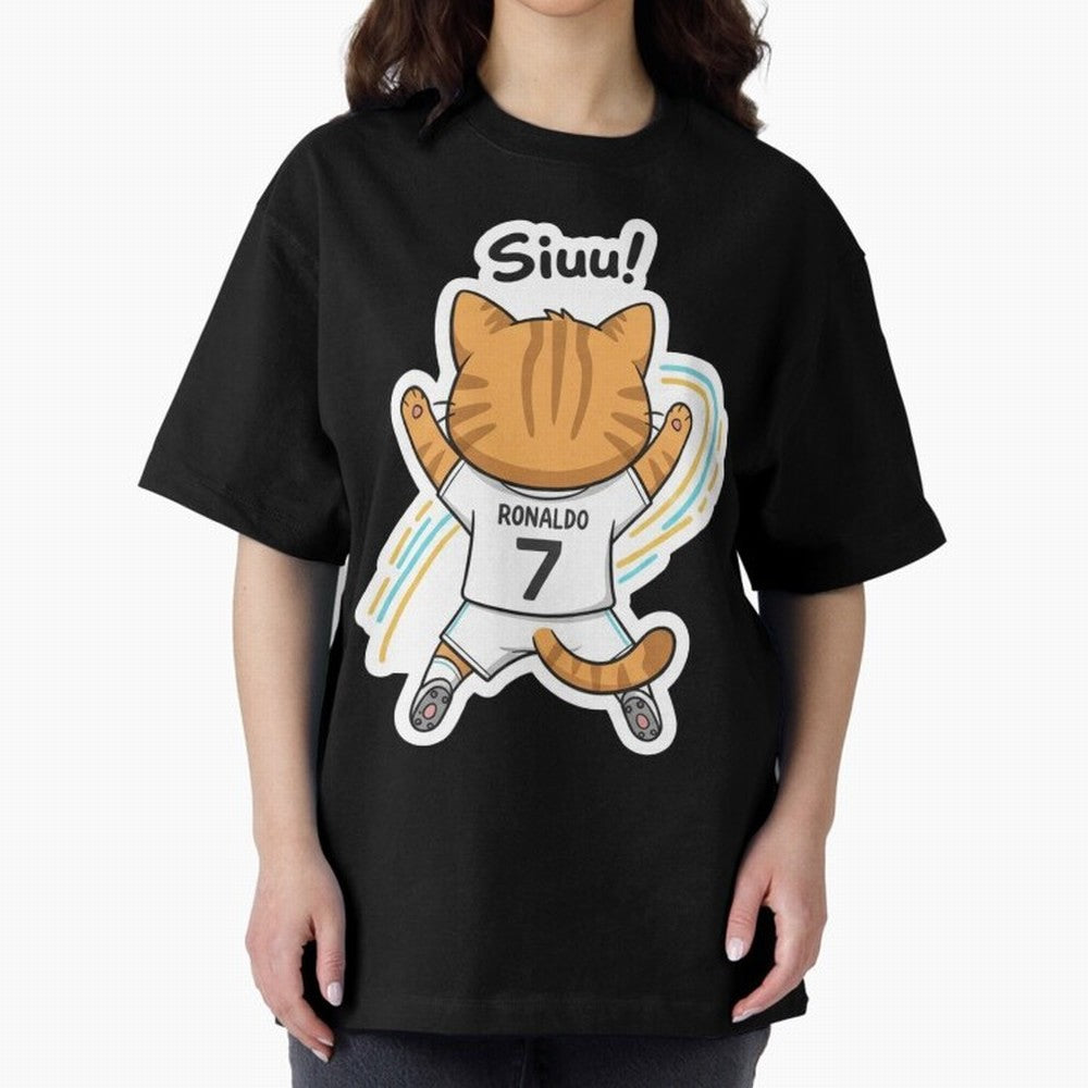 Kitten - Funny Siuuu Celebration Cat Meme | Ronaldo Oversized T-Shirt Honor Football Greatness during FIFA World Cup 2026 Group Stage for Fans of Neymar, Haaland and Cristiano Ronaldo and France and Portugal, Bringing Goal Celebration Energy,