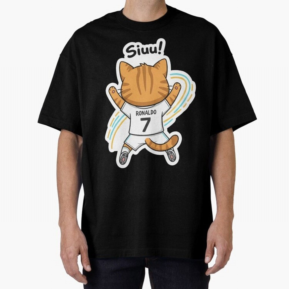 Kitten - Funny Siuuu Celebration Cat Meme | Ronaldo Oversized T-Shirt Honor Football Greatness during FIFA World Cup 2026 Group Stage for Fans of Neymar, Haaland and Cristiano Ronaldo and France and Portugal, Bringing Goal Celebration Energy,