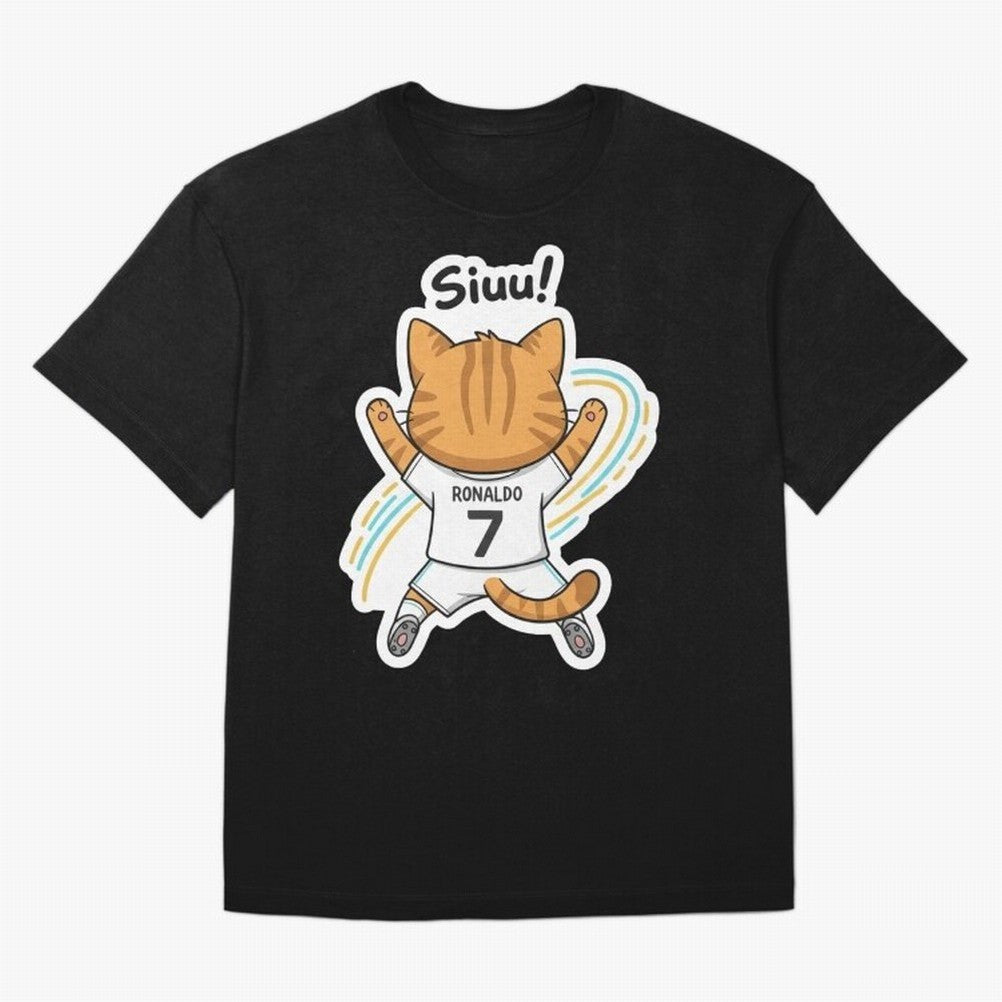 Kitten - Funny Siuuu Celebration Cat Meme | Ronaldo Oversized T-Shirt Honor Football Greatness during FIFA World Cup 2026 Group Stage for Fans of Neymar, Haaland and Cristiano Ronaldo and France and Portugal, Bringing Goal Celebration Energy,