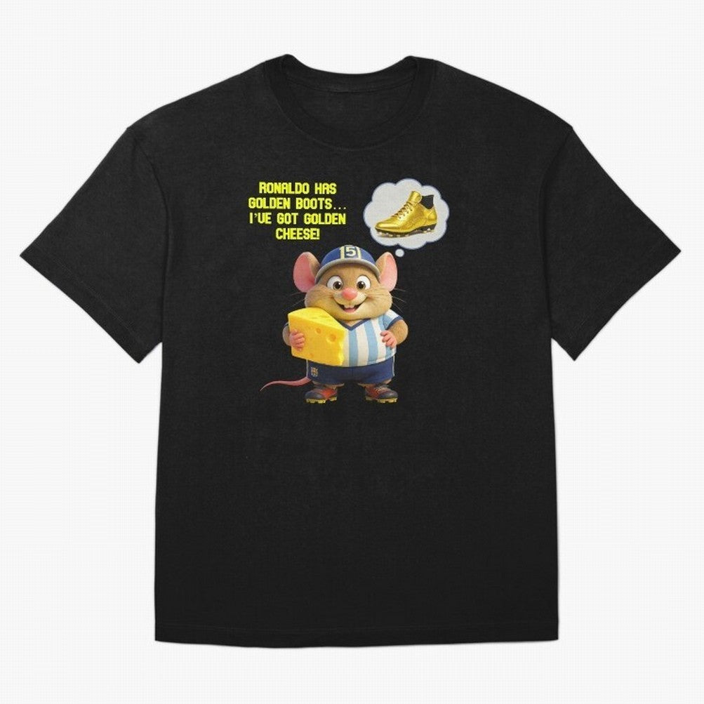 Zippy¡¯s Golden Cheese vs Ronaldo Oversized T-Shirt Honor Football Greatness during Match Day Hype around FIFA World Cup 2026, Mbappe, Portugal, Spain and Germany, Soccer Culture, Superstar Moments, National Team Dreams and Competitive Fire;