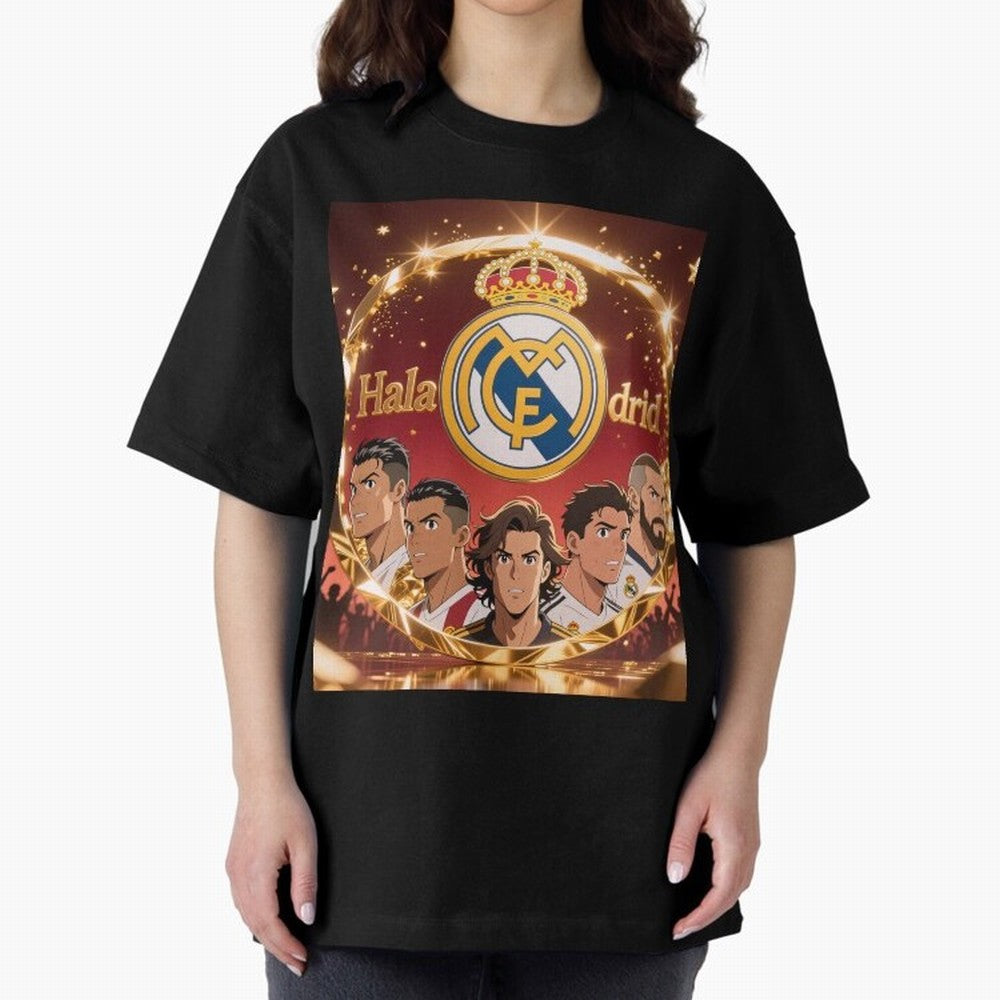 Estrellas del Real Madrid Oversized T-Shirt Celebrate the Magic of the FIFA World Cup 2026 Journey through CR7 Highlights, Netherlands Pride, Soccer Culture, Superstar Moments, National Team Dreams and Competitive Fire; Perfect for Fans,