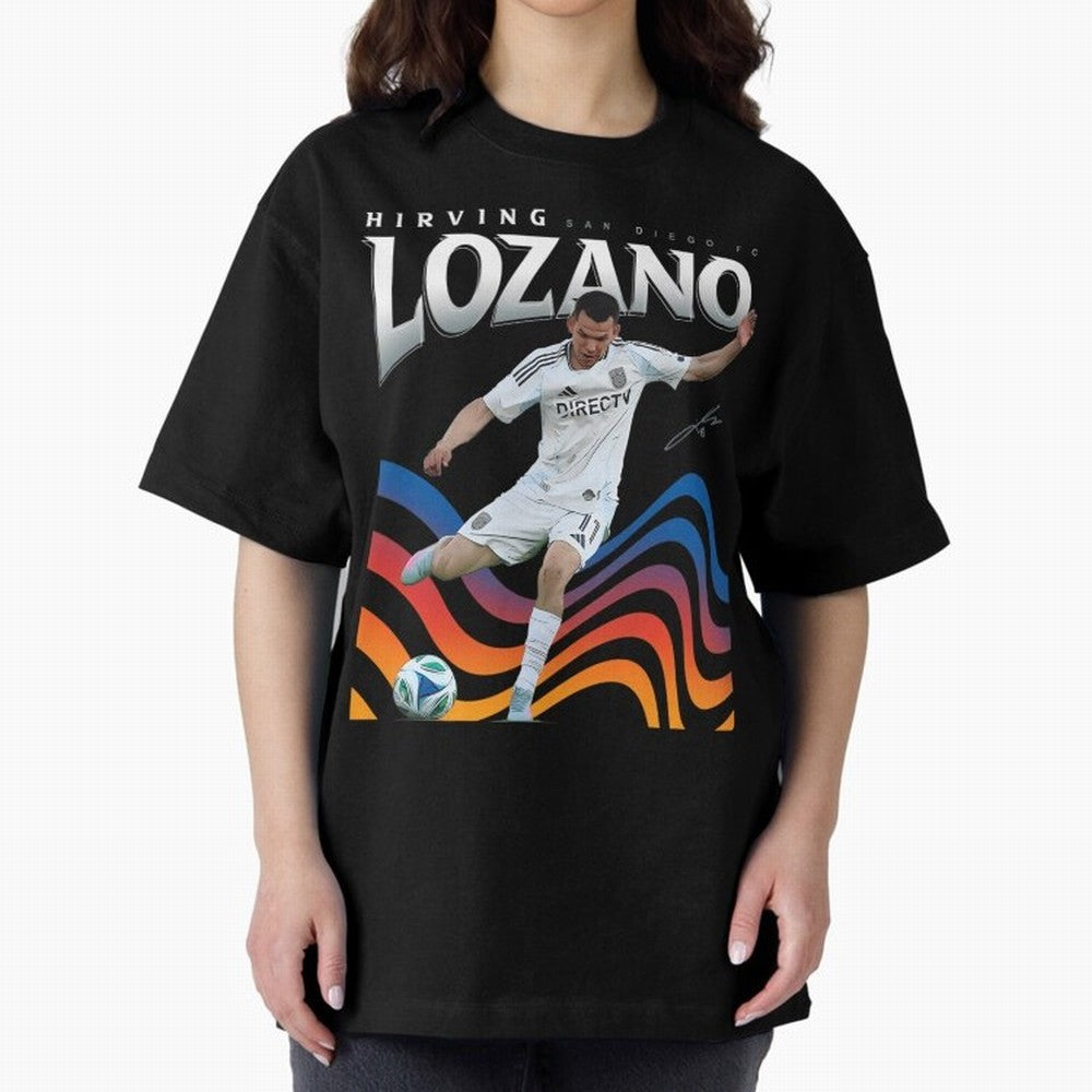 Hirving Lozano San Diego FC Oversized T-Shirt Experience Global Football Passion for FIFA World Cup 2026 USA Canada Mexico, Made for CR7, Brazil, Portugal and Argentina, Soccer Culture, Superstar Moments, National Team Dreams and Competitive Fire;