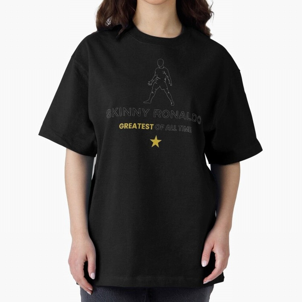 Skinny Ronaldo The Greatest Of All Time Black Oversized T-Shirt Bring International Match Energy to Global Football Passion for FIFA World Cup 2026 Group Stage, Driven by Neymar, Haaland and Cristiano Ronaldo, Germany, Tournament Hype, Historic