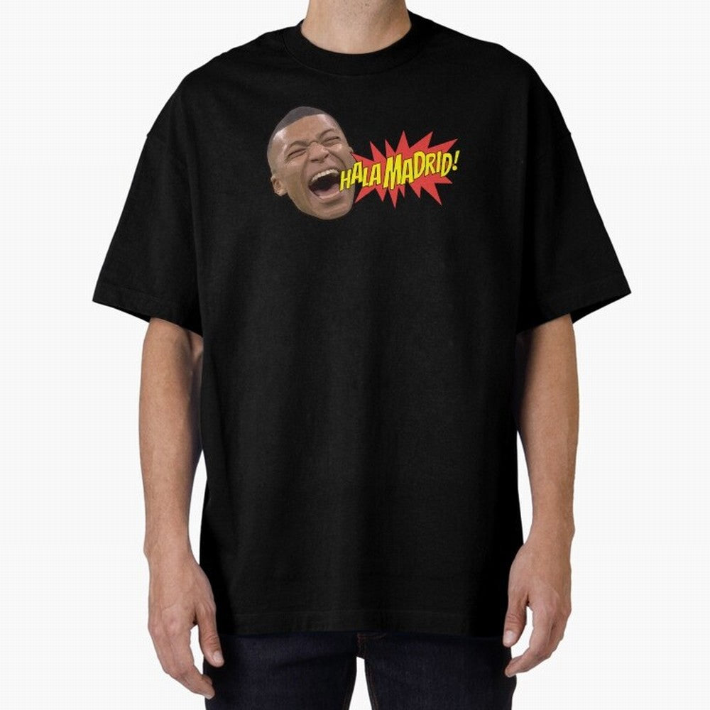 Real Madrid - Kylian Mbapp¨¦ Hala Madrid Oversized T-Shirt Spotlight the FIFA World Cup 2026 Journey through Messi, CR7 and Mbappe Highlights, England, France and Netherlands Pride, Football Passion, Legendary Performances, Festival Vibes and