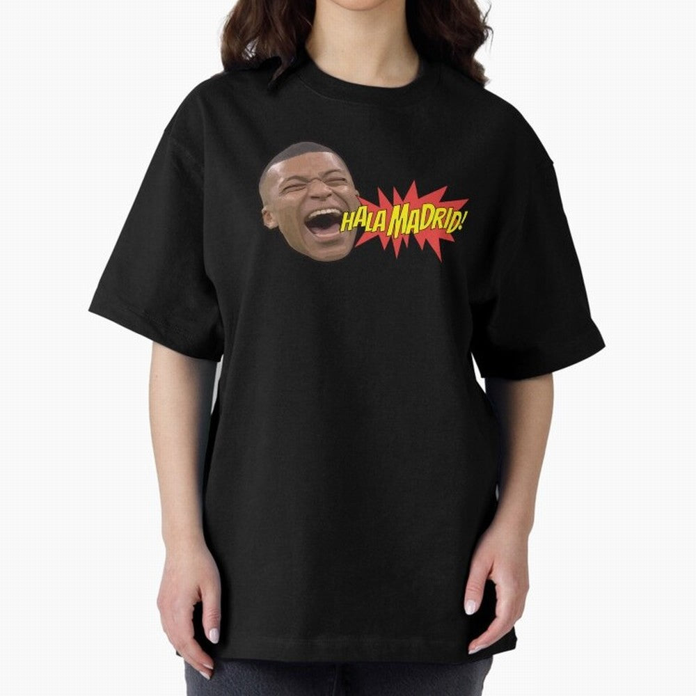 Real Madrid - Kylian Mbapp¨¦ Hala Madrid Oversized T-Shirt Spotlight the FIFA World Cup 2026 Journey through Messi, CR7 and Mbappe Highlights, England, France and Netherlands Pride, Football Passion, Legendary Performances, Festival Vibes and