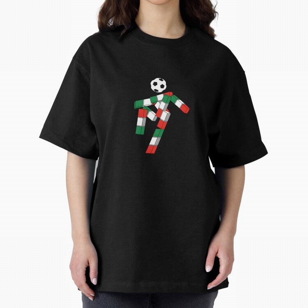Ciao - World Cup 90' Mascote Logo Oversized T-Shirt Join Supporters Worldwide for FIFA World Cup 2026 USA Canada Mexico for Fans of CR7 and Messi and England, Bringing Goal Celebration Energy, Supporter Heritage, Football Icons and Worldwide