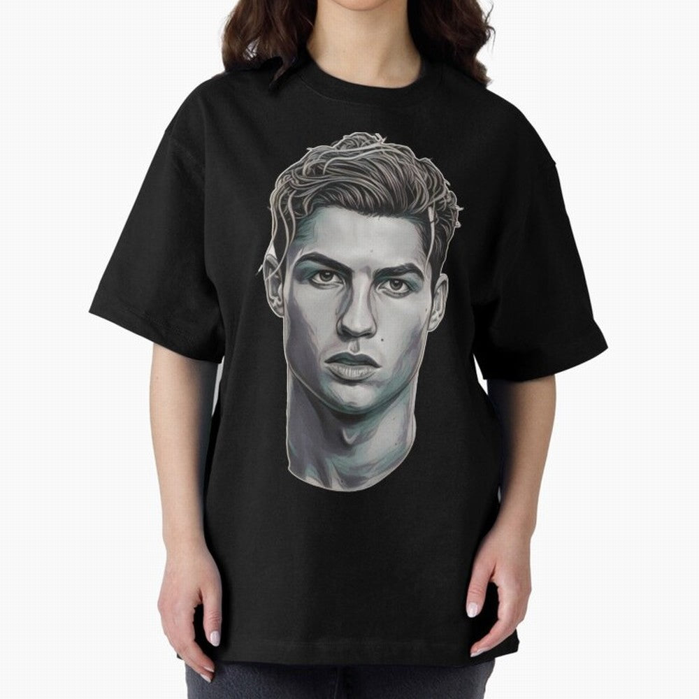 Ronaldo drawing 2008 Oversized T-Shirt Celebrate Unforgettable Nights in the FIFA World Cup 2026 USA Canada Mexico Journey through Mbappe and Neymar Highlights, France Pride, Football Passion, Legendary Performances, Festival Vibes and Supporter