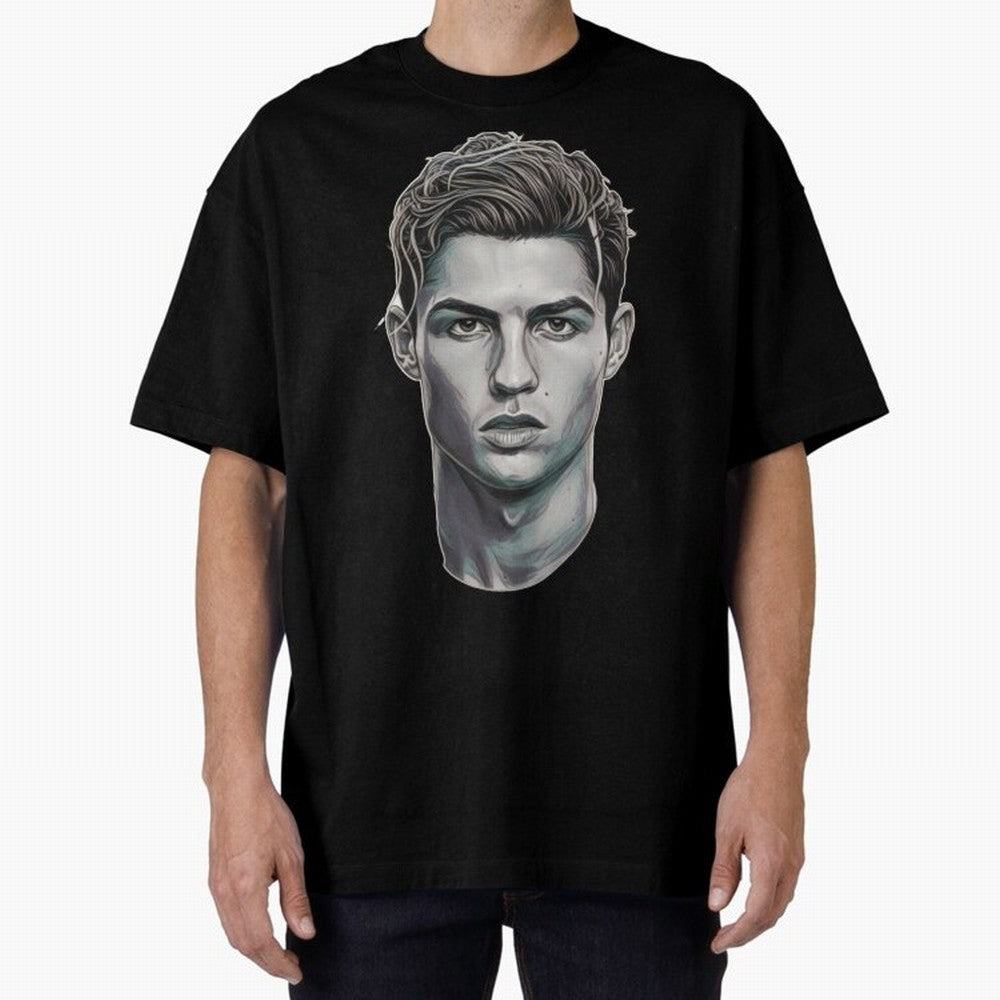Ronaldo drawing 2008 Oversized T-Shirt Celebrate Unforgettable Nights in the FIFA World Cup 2026 USA Canada Mexico Journey through Mbappe and Neymar Highlights, France Pride, Football Passion, Legendary Performances, Festival Vibes and Supporter