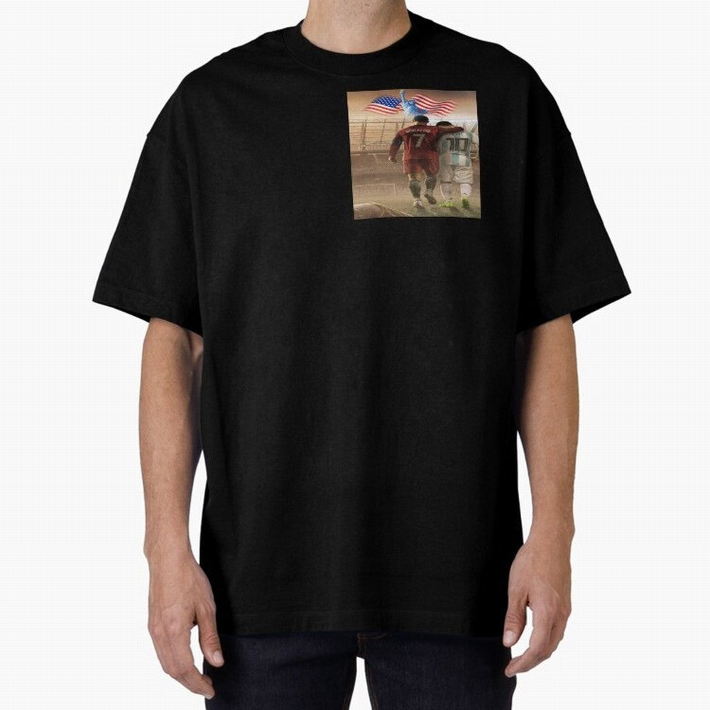 Ronaldo & messi 7_10 football USA sports top quality redbubble Oversized T-Shirt Celebrate the Next Chapter of FIFA World Cup 2026 USA Canada Mexico Spirit, Filled with Brazil, Messi, CR7 and Mbappe, Game Day Rituals, Football Legends, Country